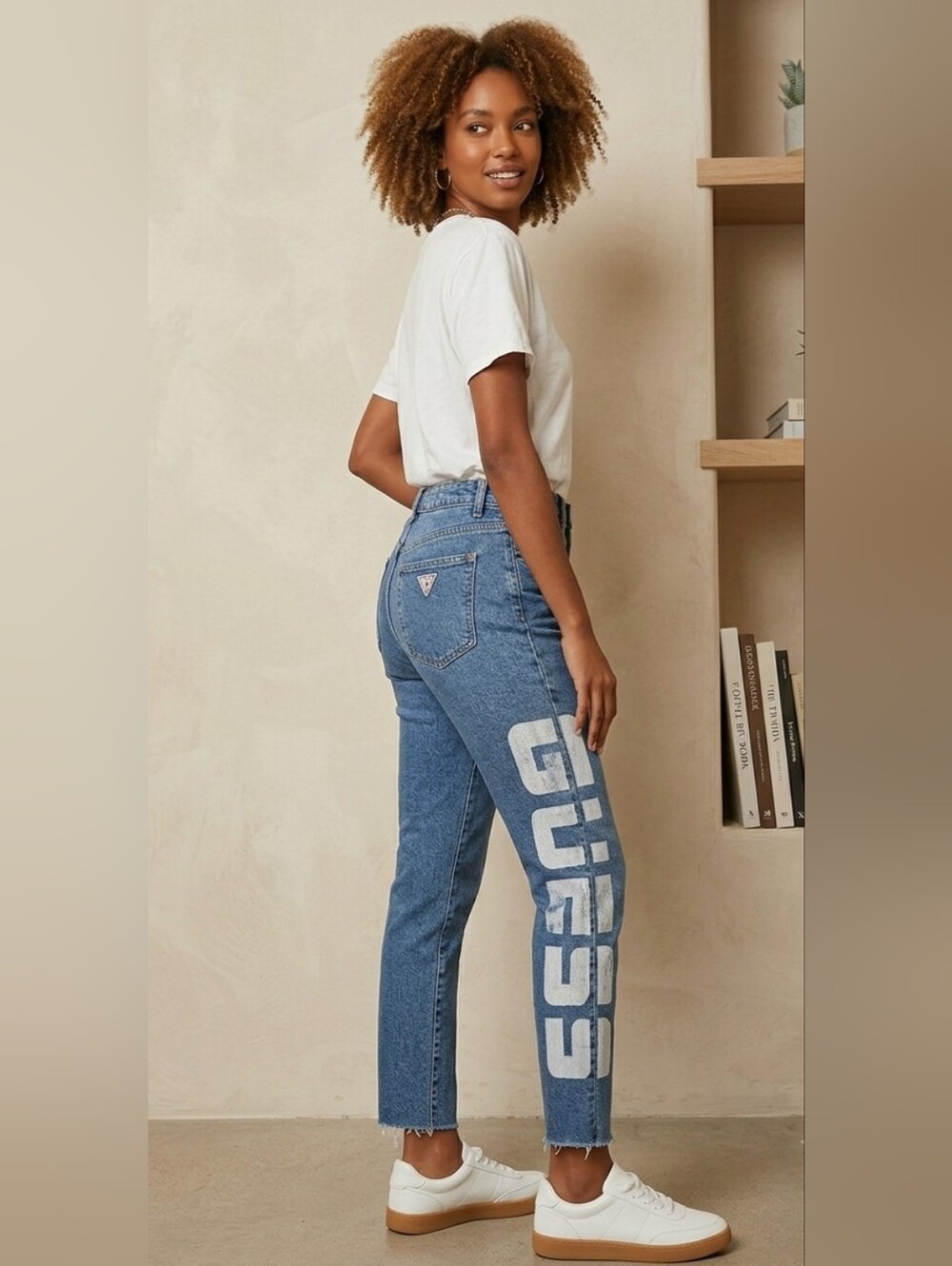 GUESS 90's Skinny High Rise Button Fly Graphic Logo Jeans Size 27